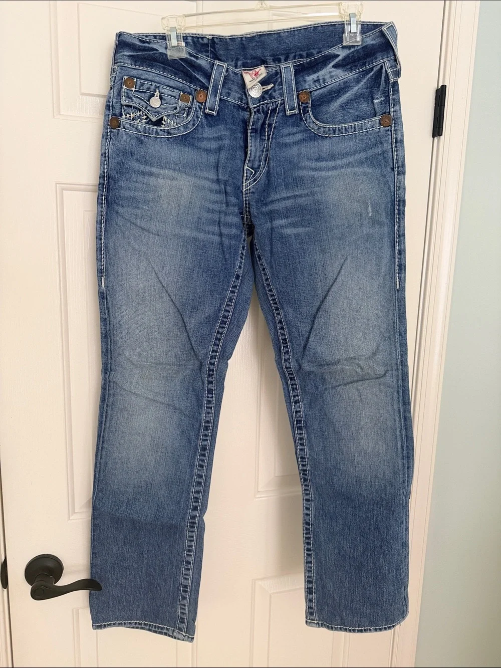 True Religion Men's Straight Jeans in Blue Denim Wash
